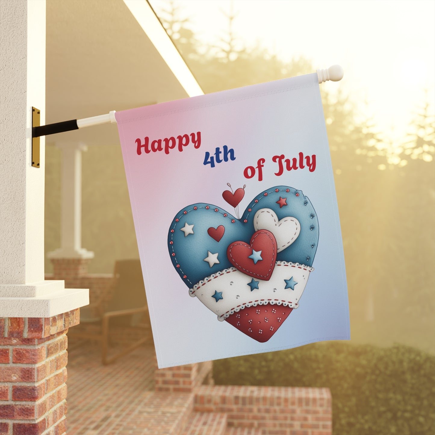 Red, White & Blue Hearts Garden Flag
