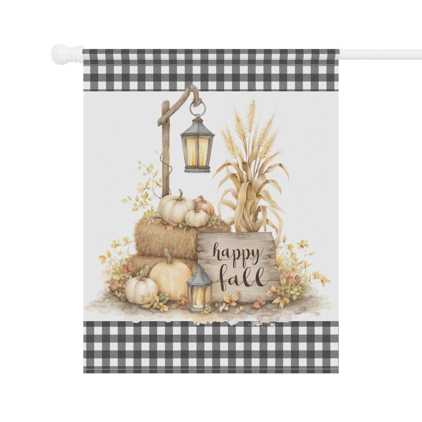 Black and White Buffalo Plaid Fall Garden Flag