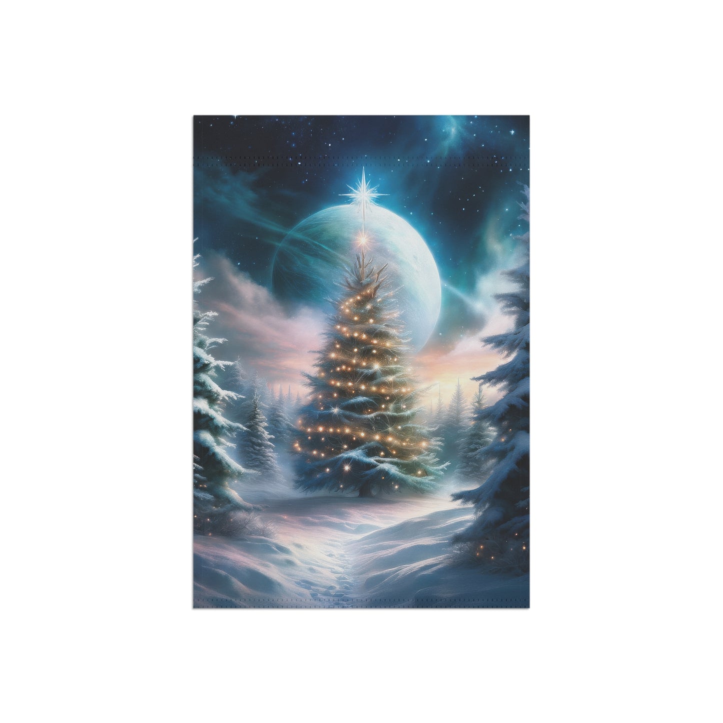 Stunning Wintery Woods Scene Holiday Garden Flag/ House Banner