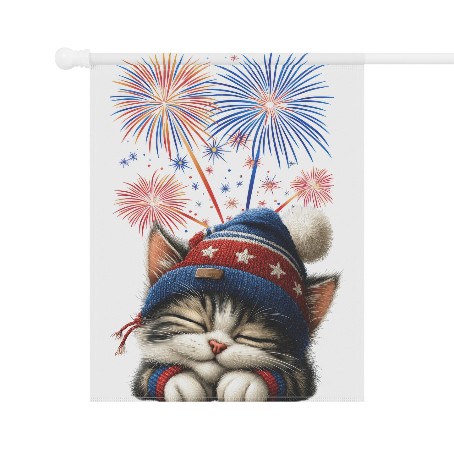 Sleepy Kitten on 4th of July Garden Flag