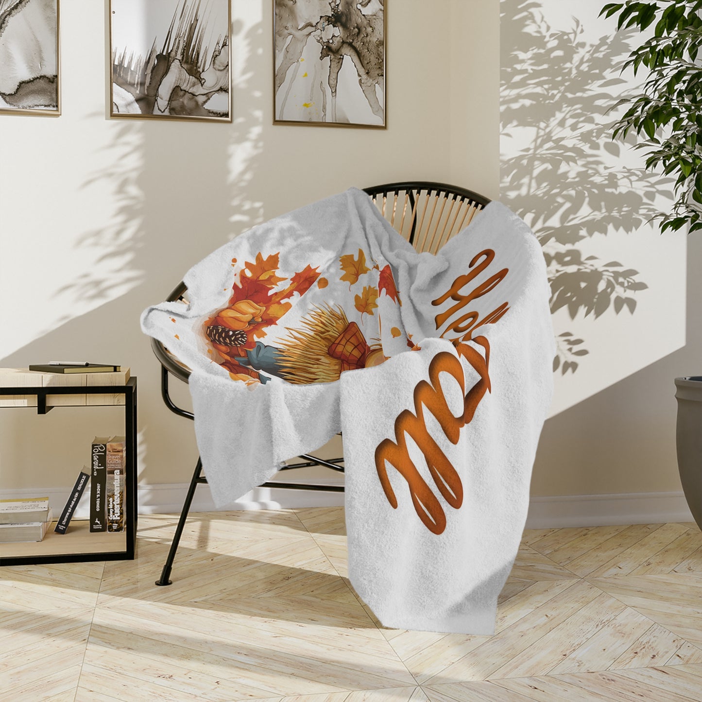 Hello Fall Scarecrow Velveteen Blanket