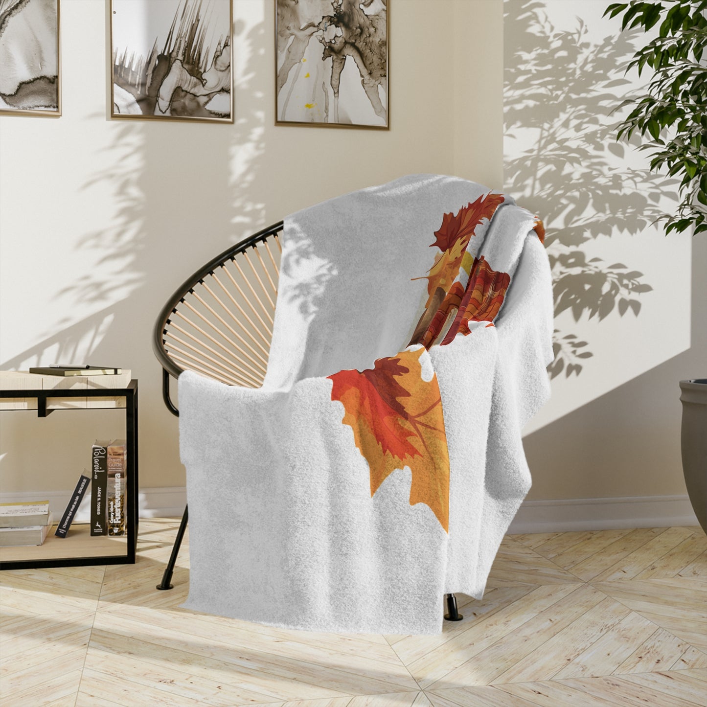 Happy Autumn Plaid Gnome Velveteen Blanket