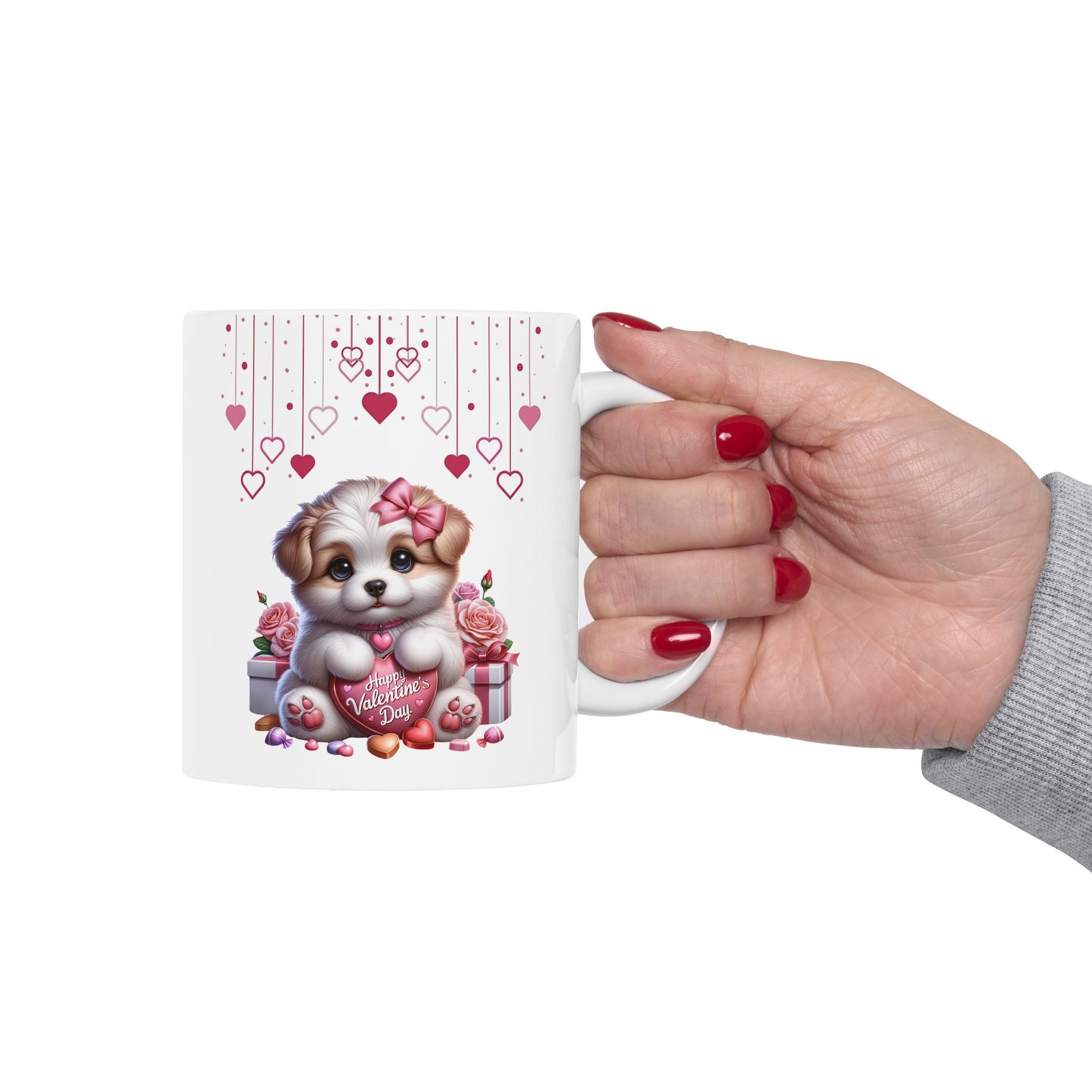 Adorable Puppy "Happy Valentine's Day" Coffee Mug