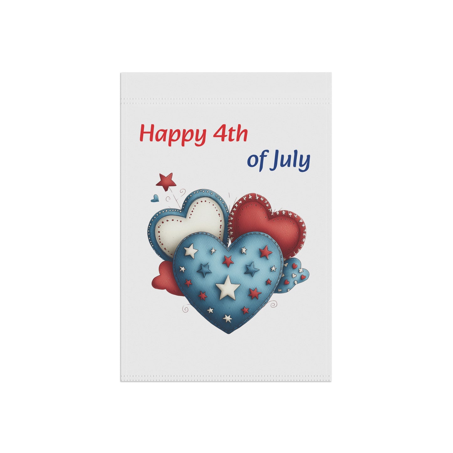 Patriotic Red, White, and Blue Hearts Garden Flag
