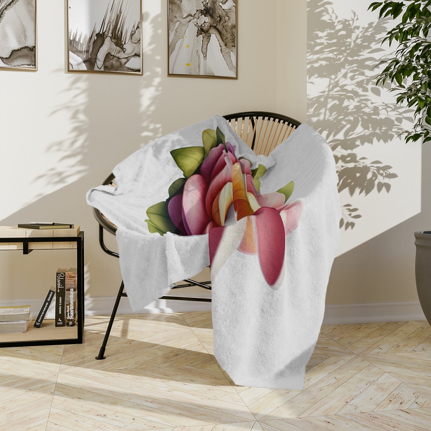 Lightweight Sweet Dreams Bunny in Bloom Velveteen Blanket