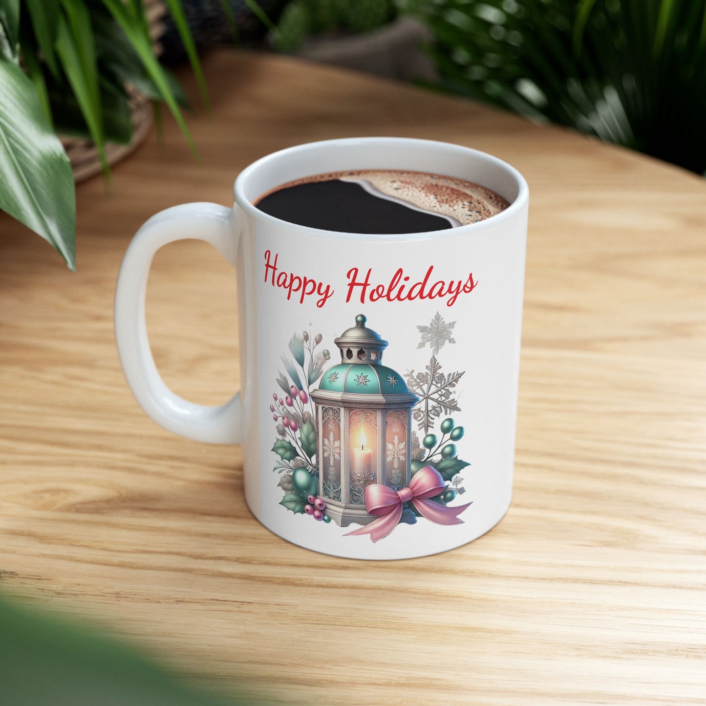 "Happy Holidays" Lantern Coffee Mug