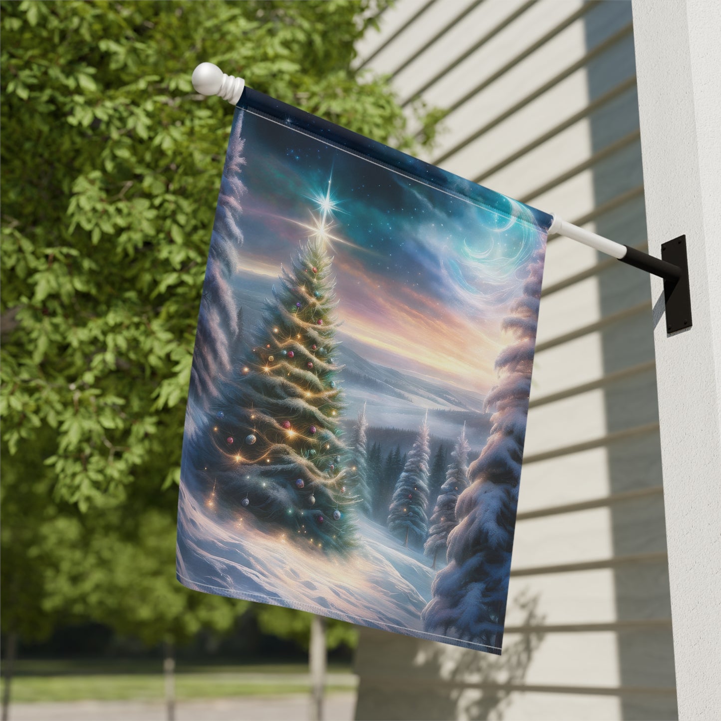 Majestic Winter Scene Holiday Garden Flag/ House Banner