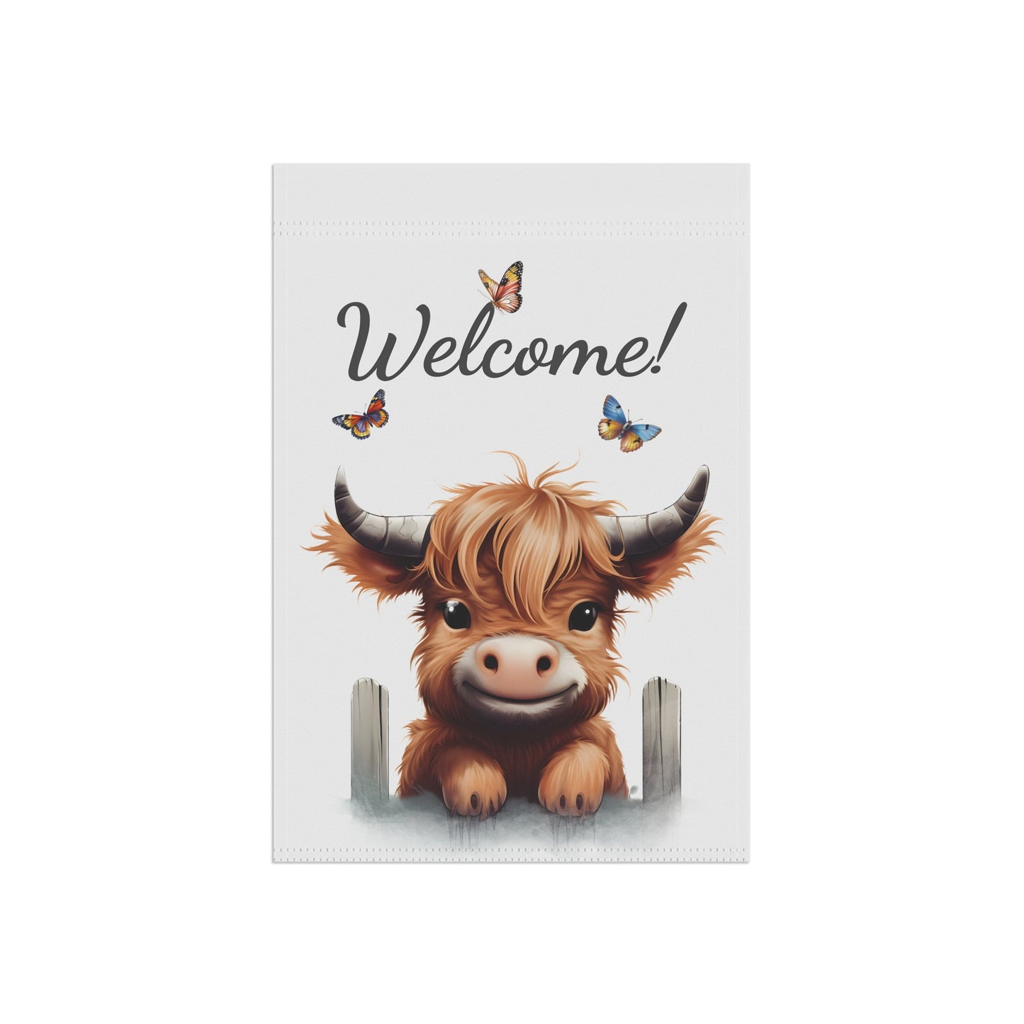 Cute Highland Cow Welcome Garden Flag