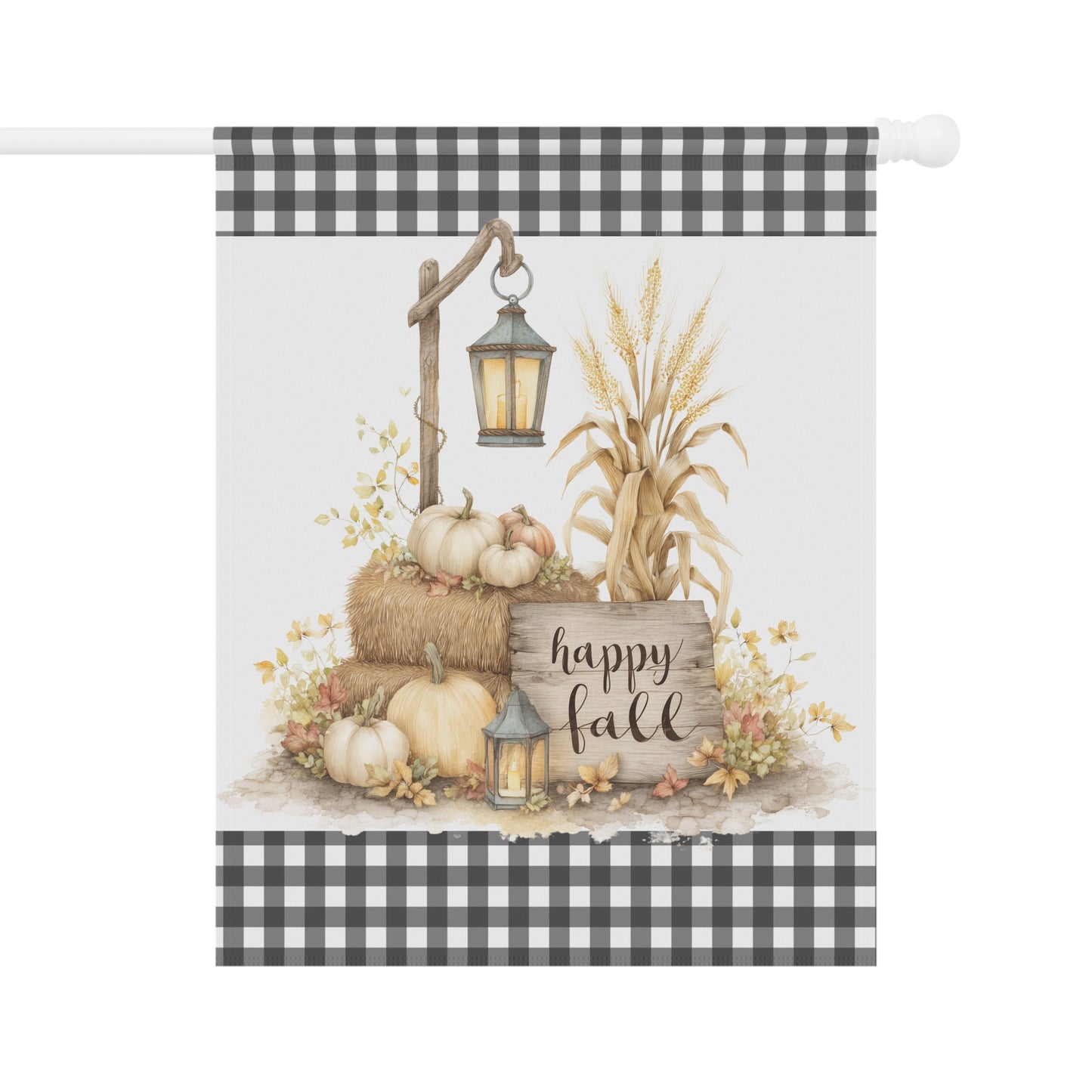 Black and White Buffalo Plaid Fall Garden Flag