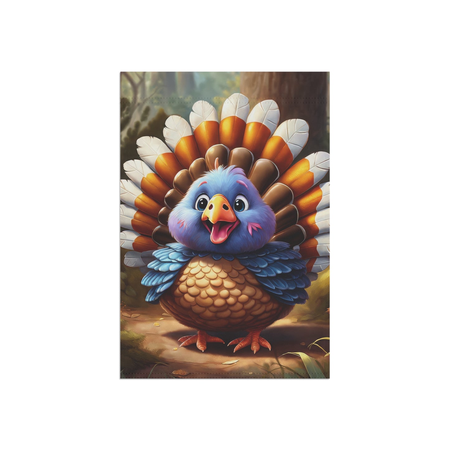 Cute Cartoon Thanksgiving Turkey Garden Flag