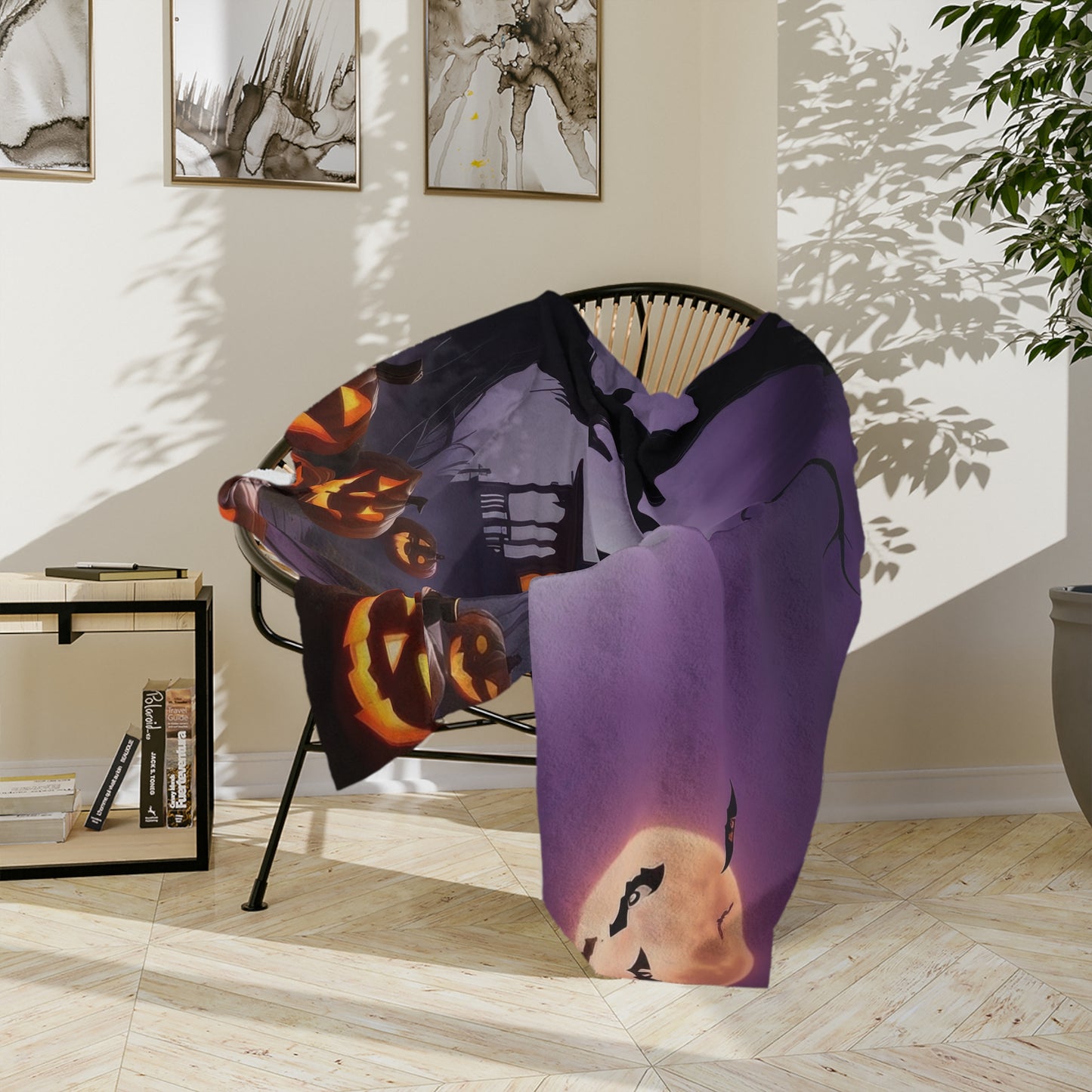Spooky Haunted House Velveteen Blanket