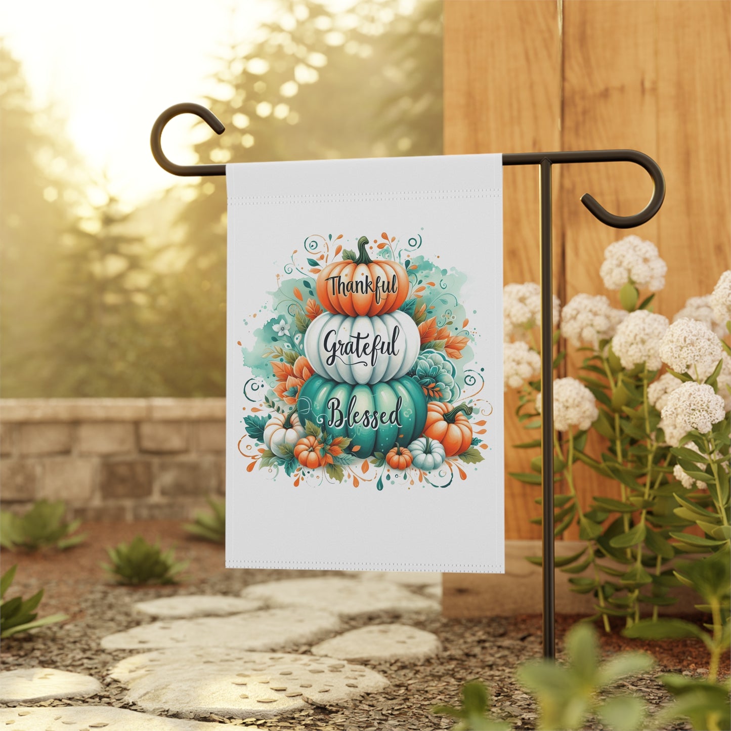 Thankful Grateful Blessed Garden Flag