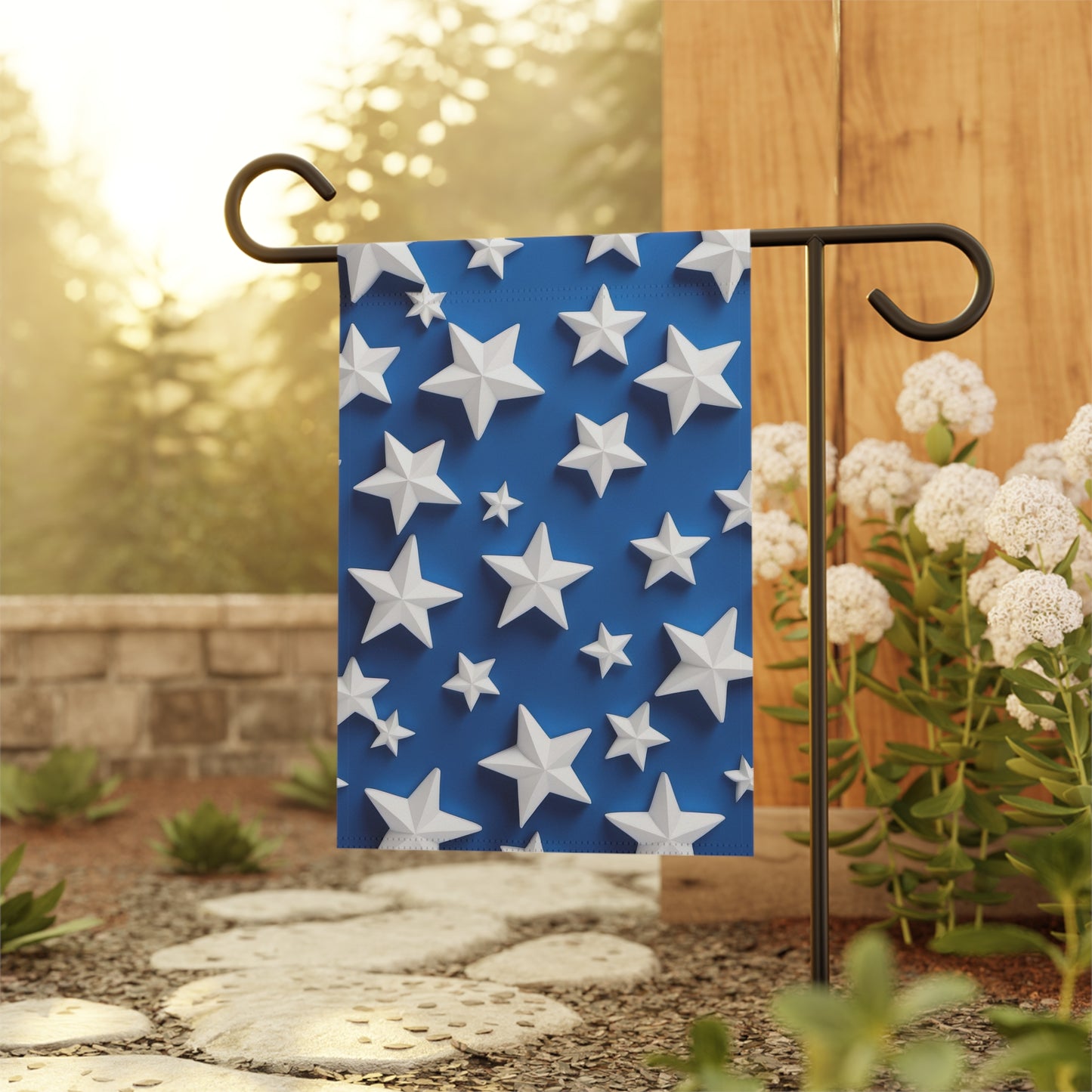 Blue Starred Garden Banner 4th of July Flag For Garden or Yard