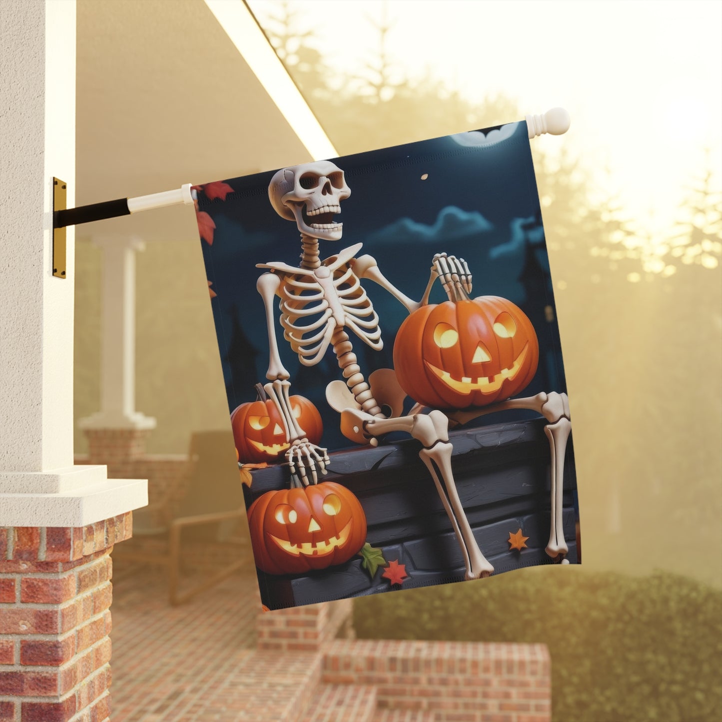 Funny Skeleton Halloween Garden Flag –