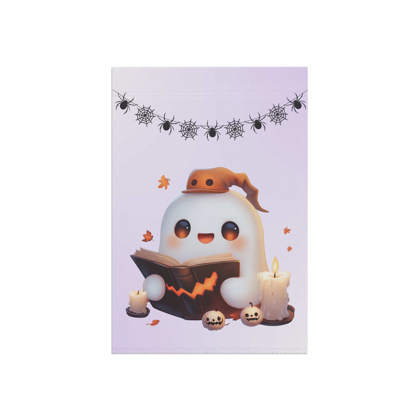 Cute Ghost Reading Spell Book Garden Flag