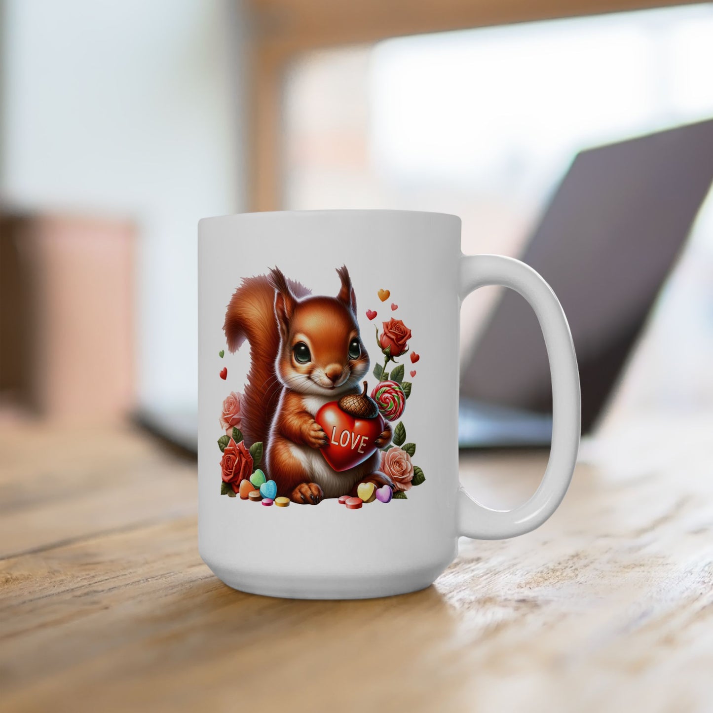 Adorable Squirrel "LOVE" Coffee Mug