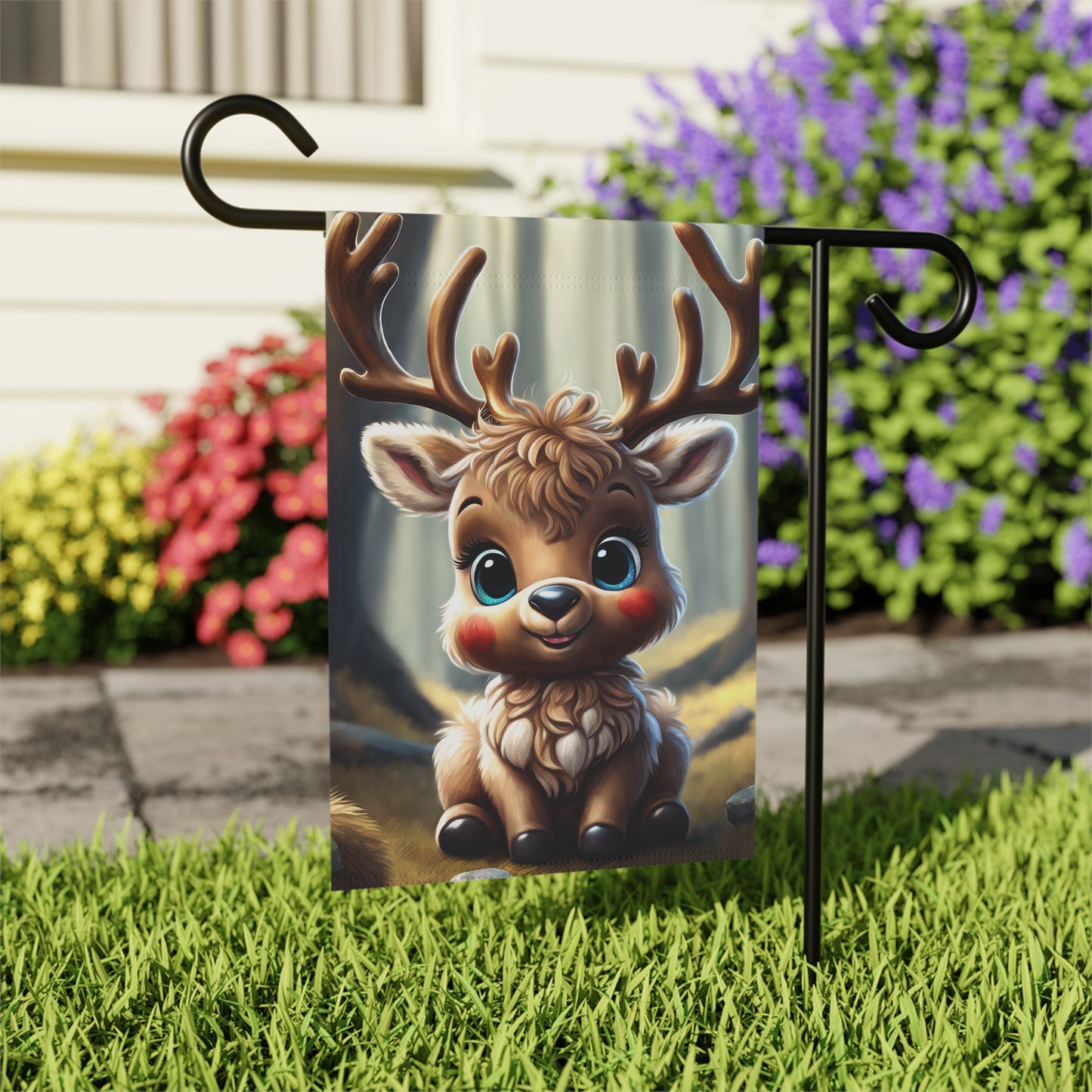 Adorable Woodland Reindeer Garden Flag