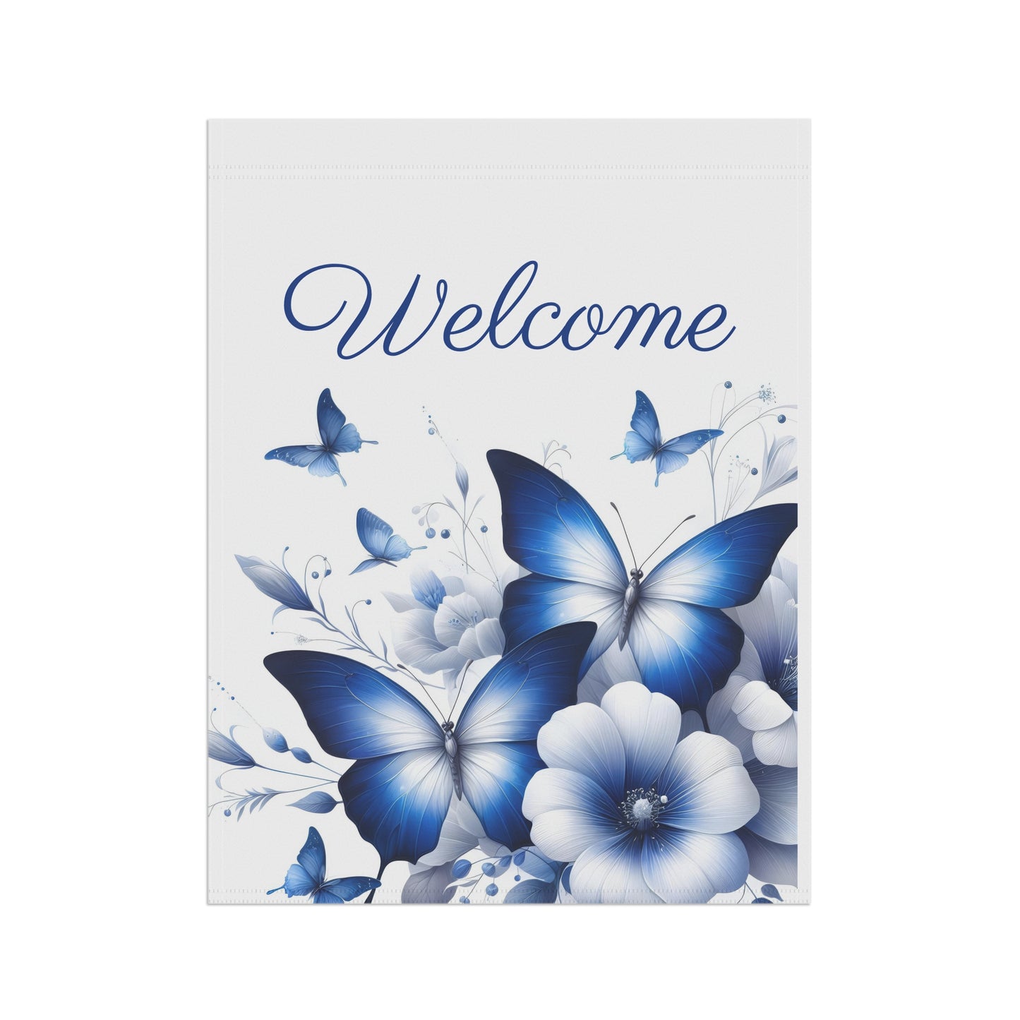 Blue Butterflies Welcome Garden Flag