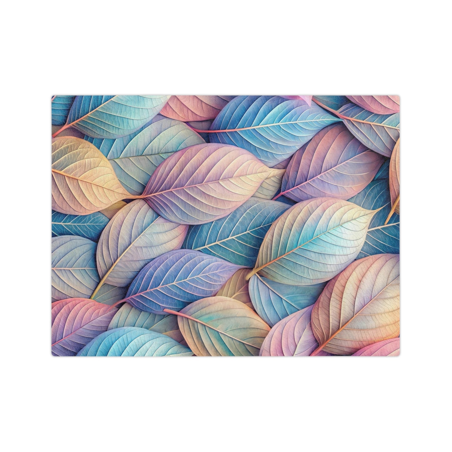 Pastel Leaves Velveteen Blanket