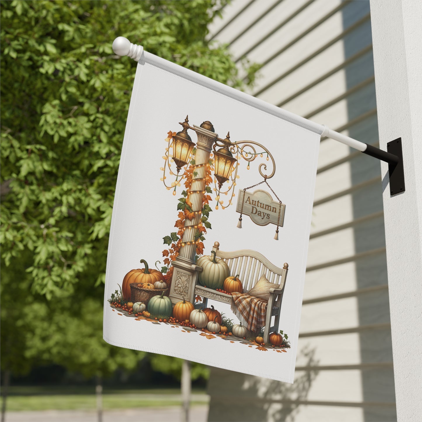 Vintage Lamppost Autumn Garden Flag