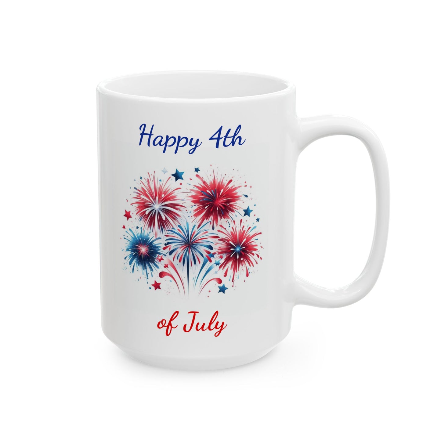 Patriotic Coffee Mug with Fireworks