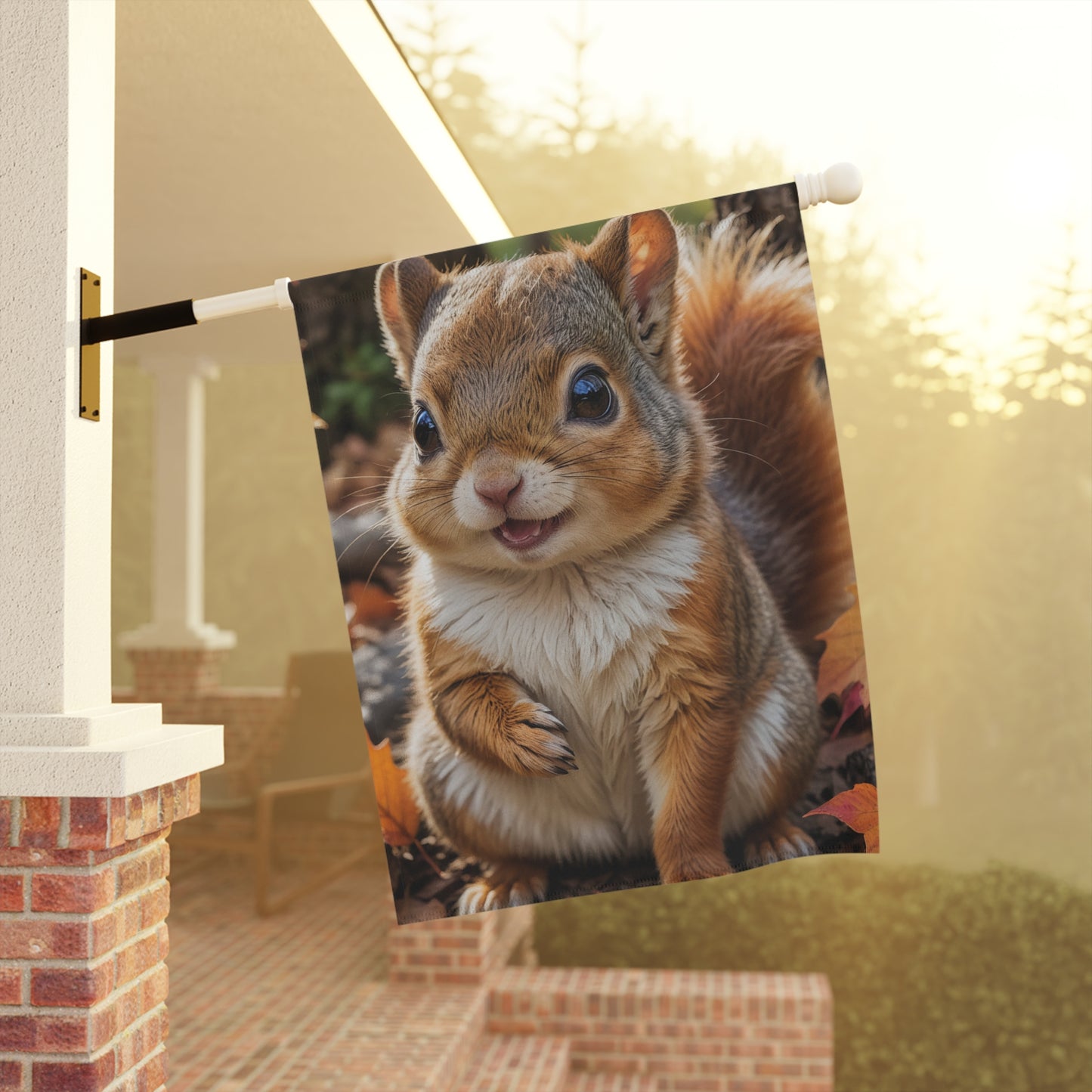 Smiling Squirrel Autumn Garden Flag