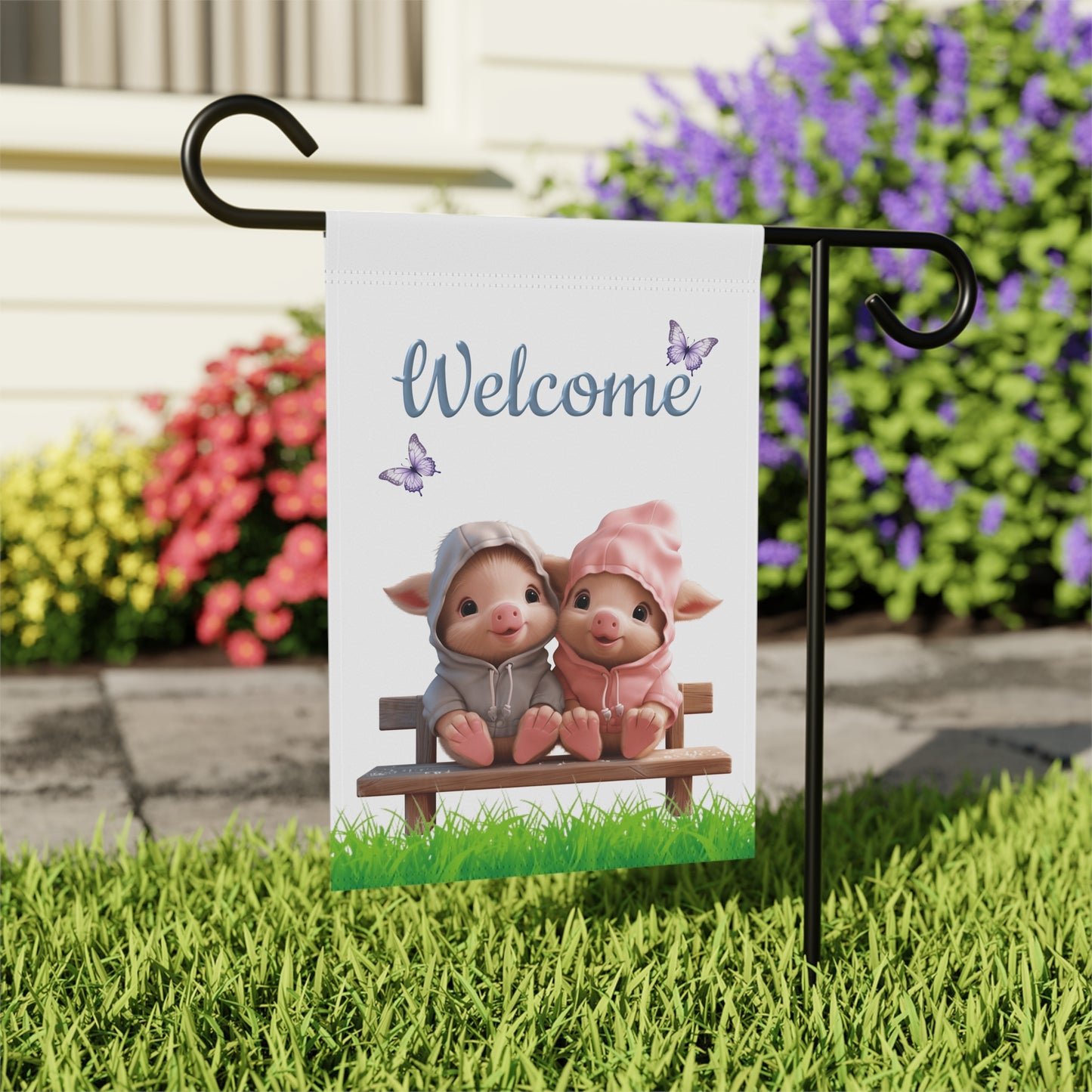 Sweet Little Piglets Welcome Garden Flag