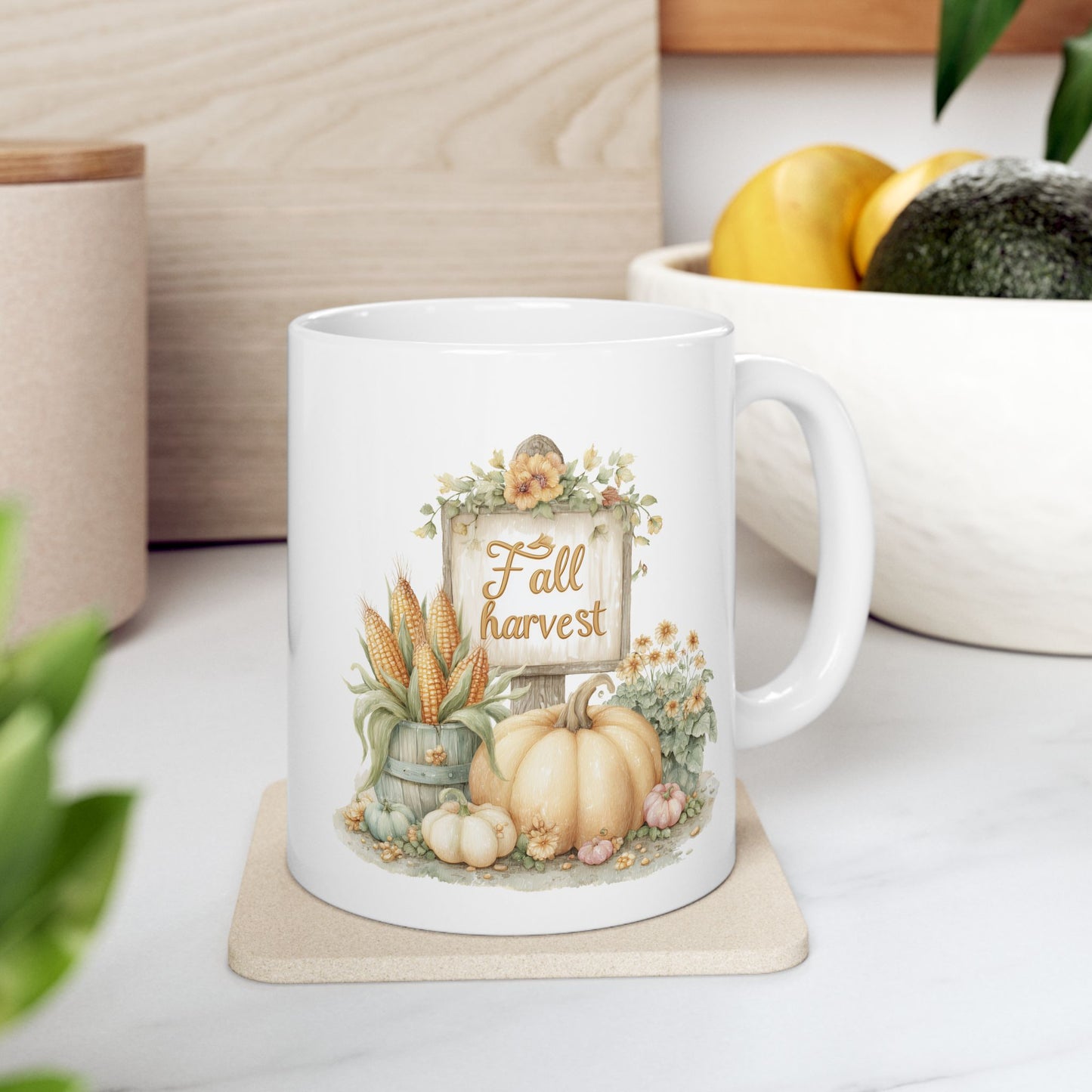 Fall Harvest Watercolor Coffee Mug