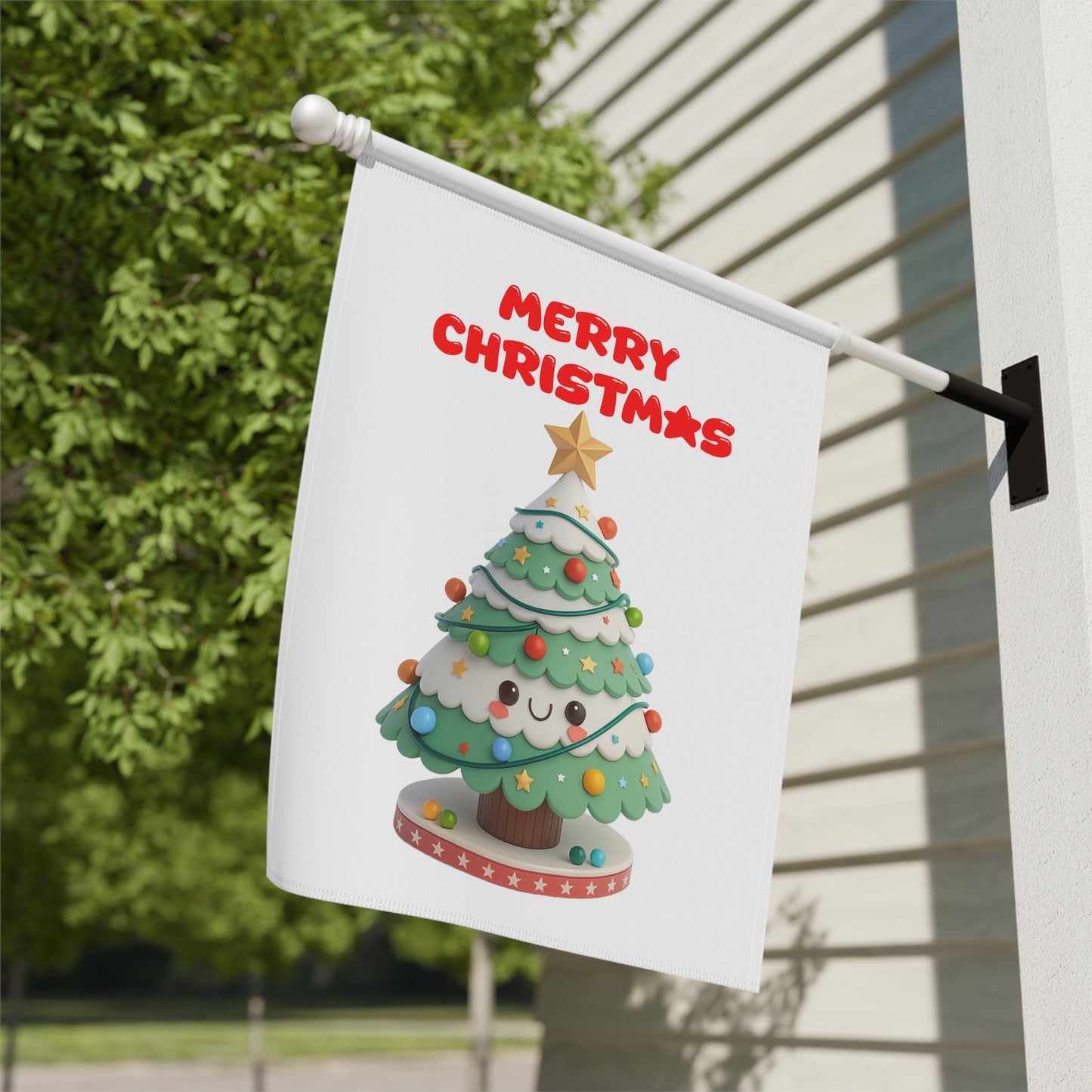 Whimsical 3D Christmas Tree Garden Flag