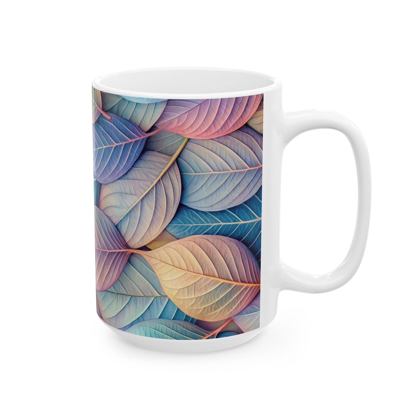 Pastel Blue and Pink Leaves Coffee Mug