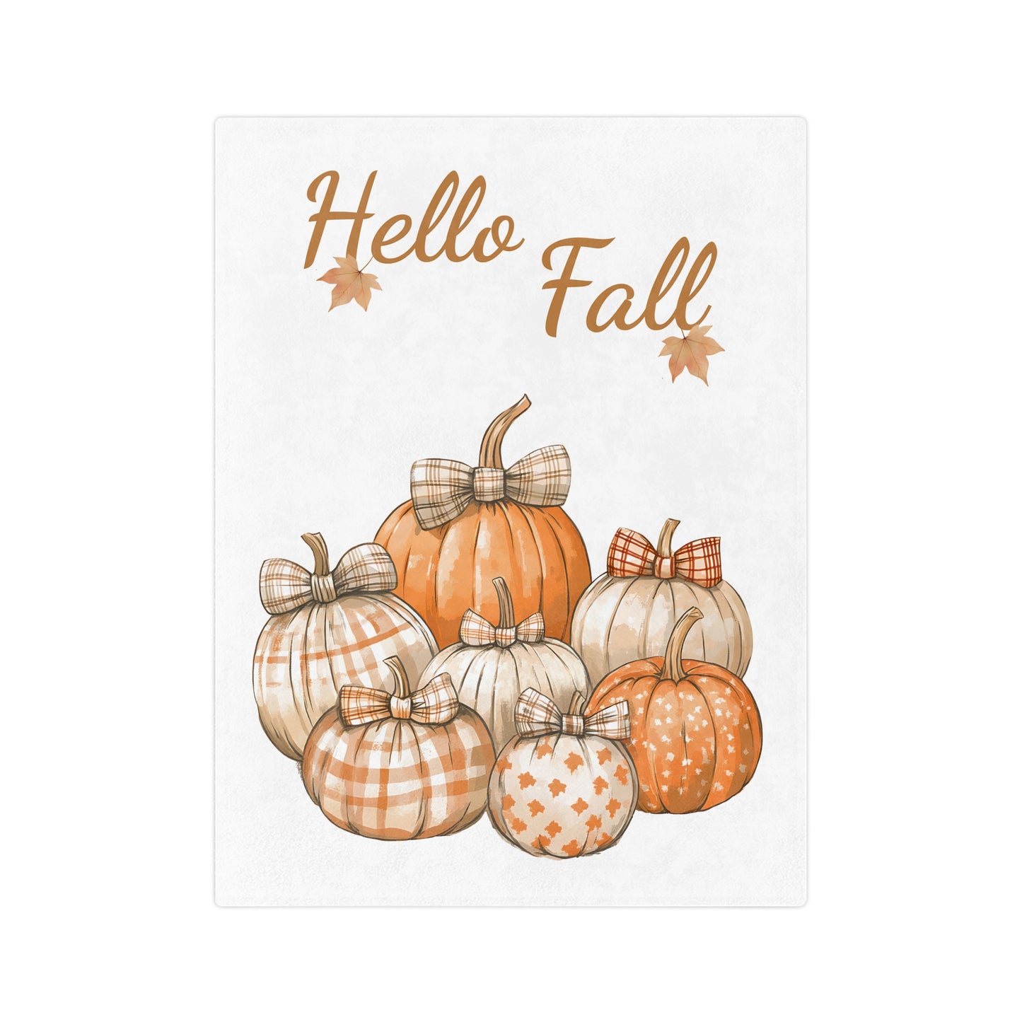 "Hello Fall" Pumpkin Patch Velveteen Blanket