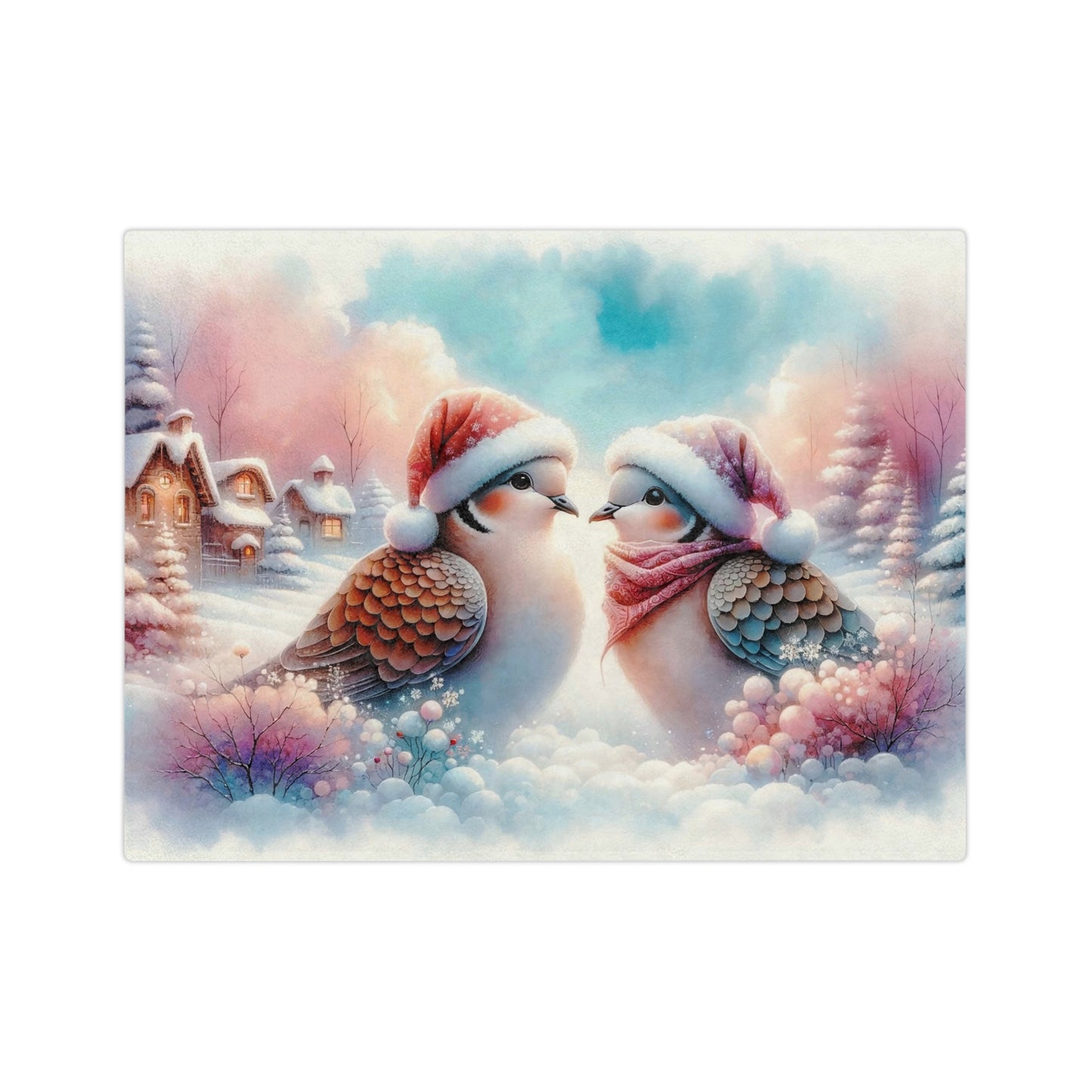 Sweet Winter Birds Velveteen Blanket