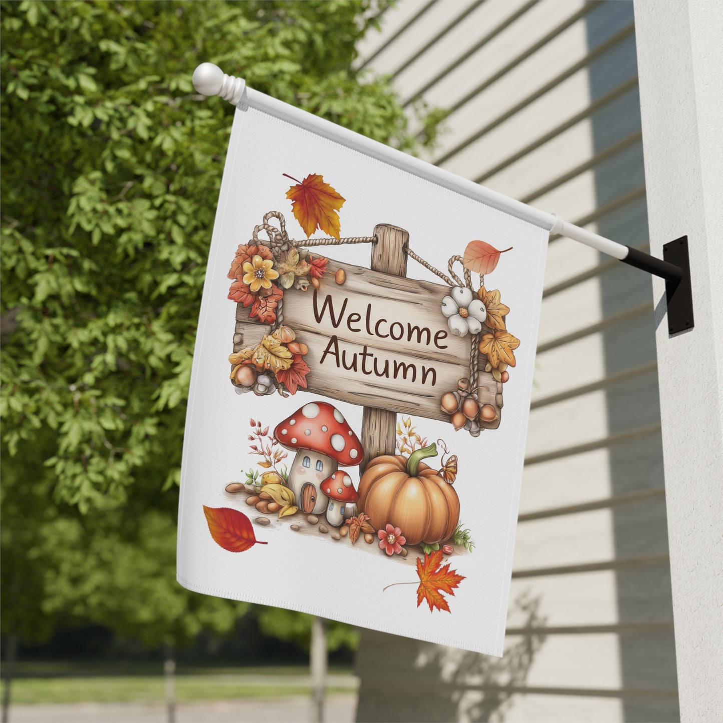 Whimsical Welcome Autumn Garden Flag