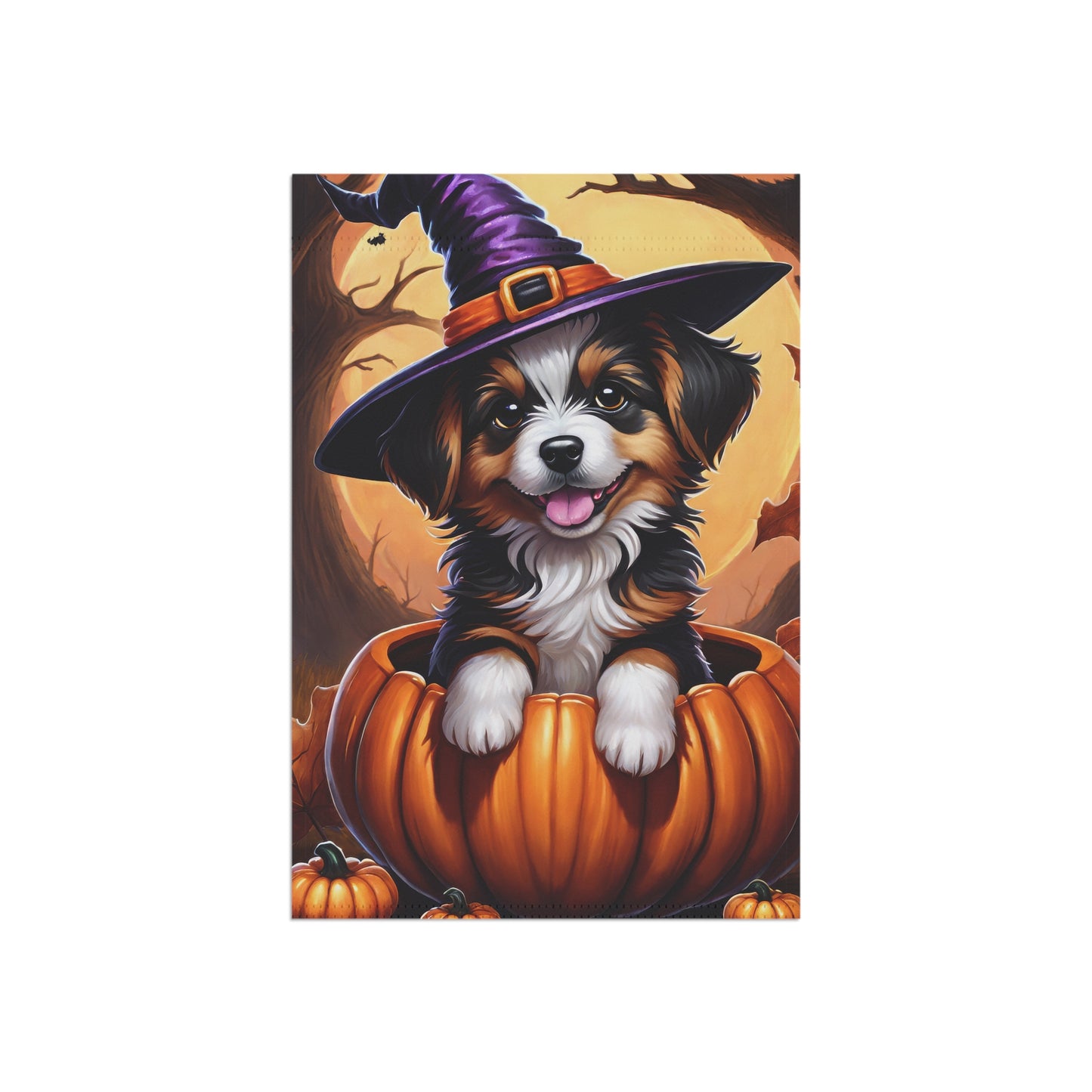 Playful Puppy Halloween Garden Flag/ House Banner