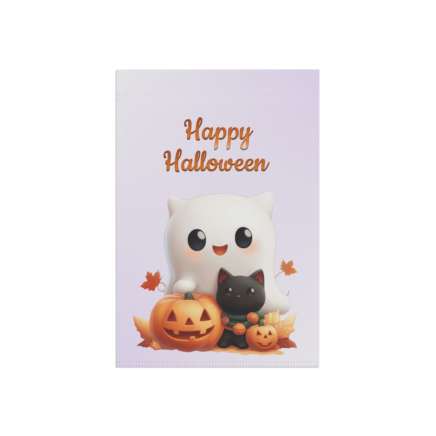 Cute Ghost & Black Cat Halloween Garden Flag