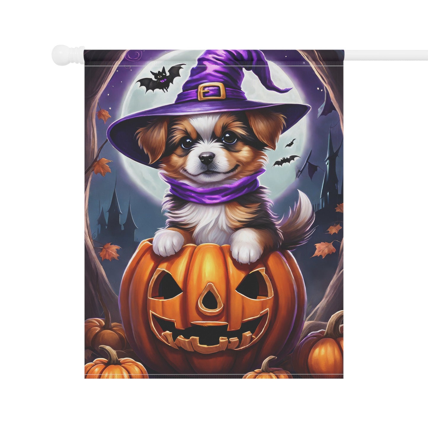 Adorable Puppy Halloween Garden Flag/ House Banner