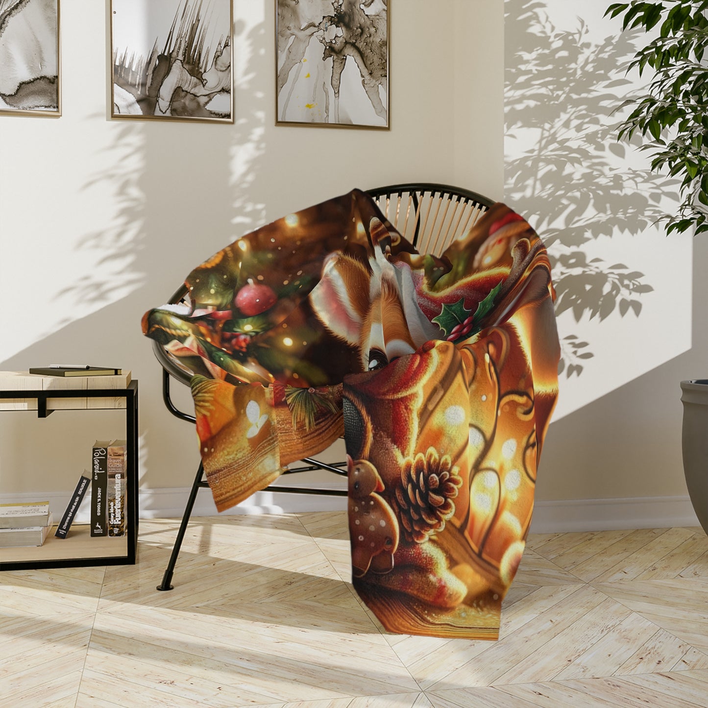 Cozy Reindeer with Hot Cocoa Velveteen Blanket