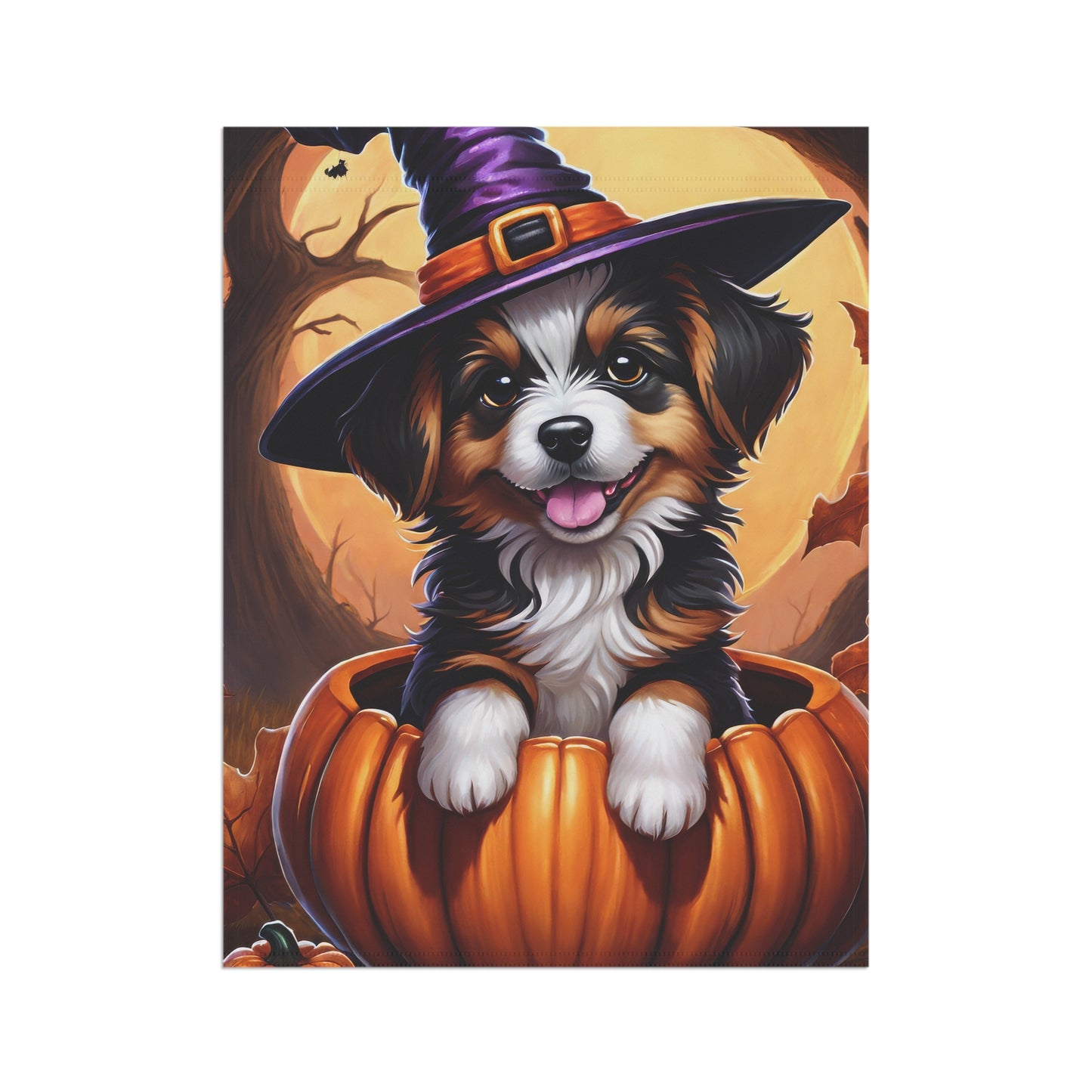 Playful Puppy Halloween Garden Flag/ House Banner