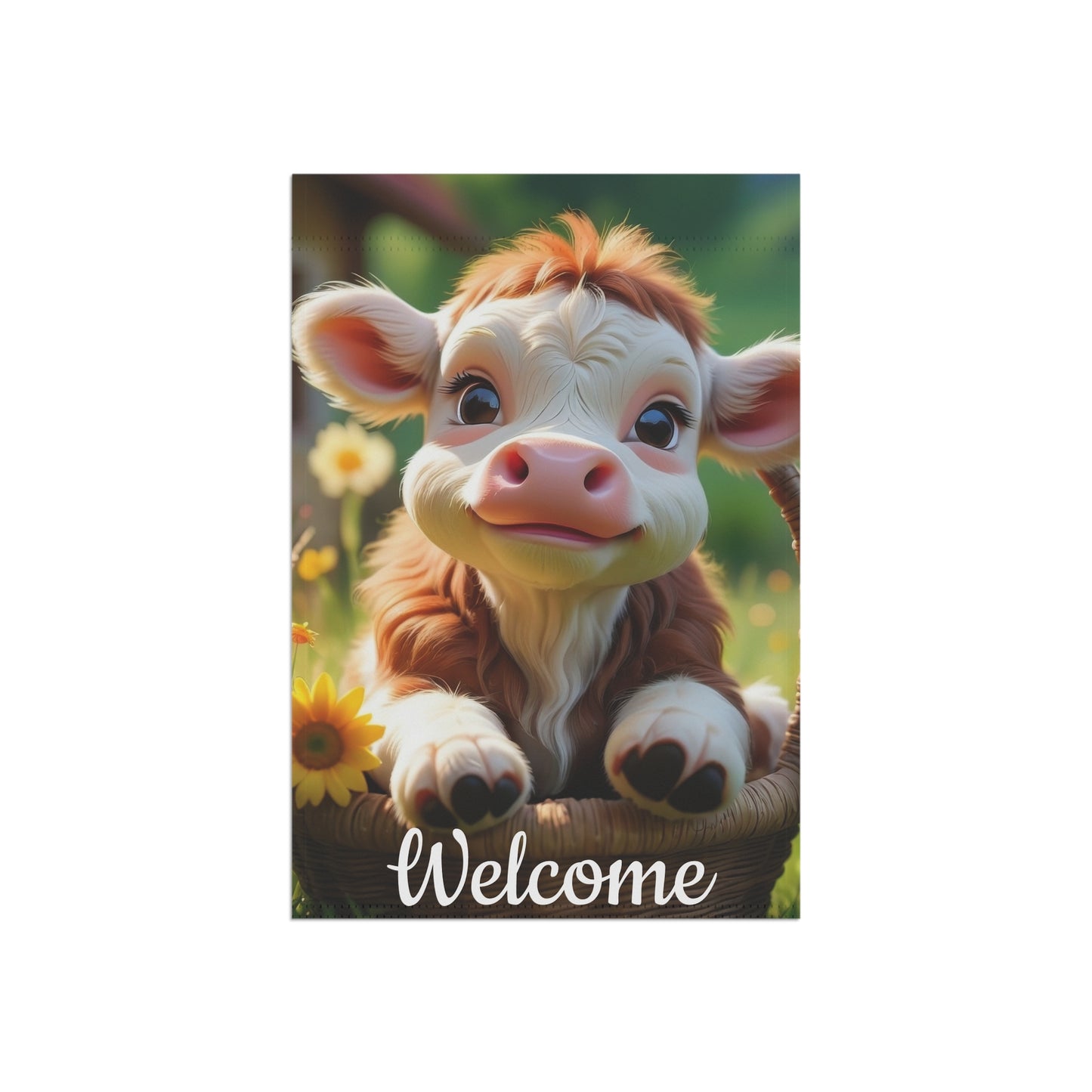 Farmhouse Garden Flag with a Baby Cow
