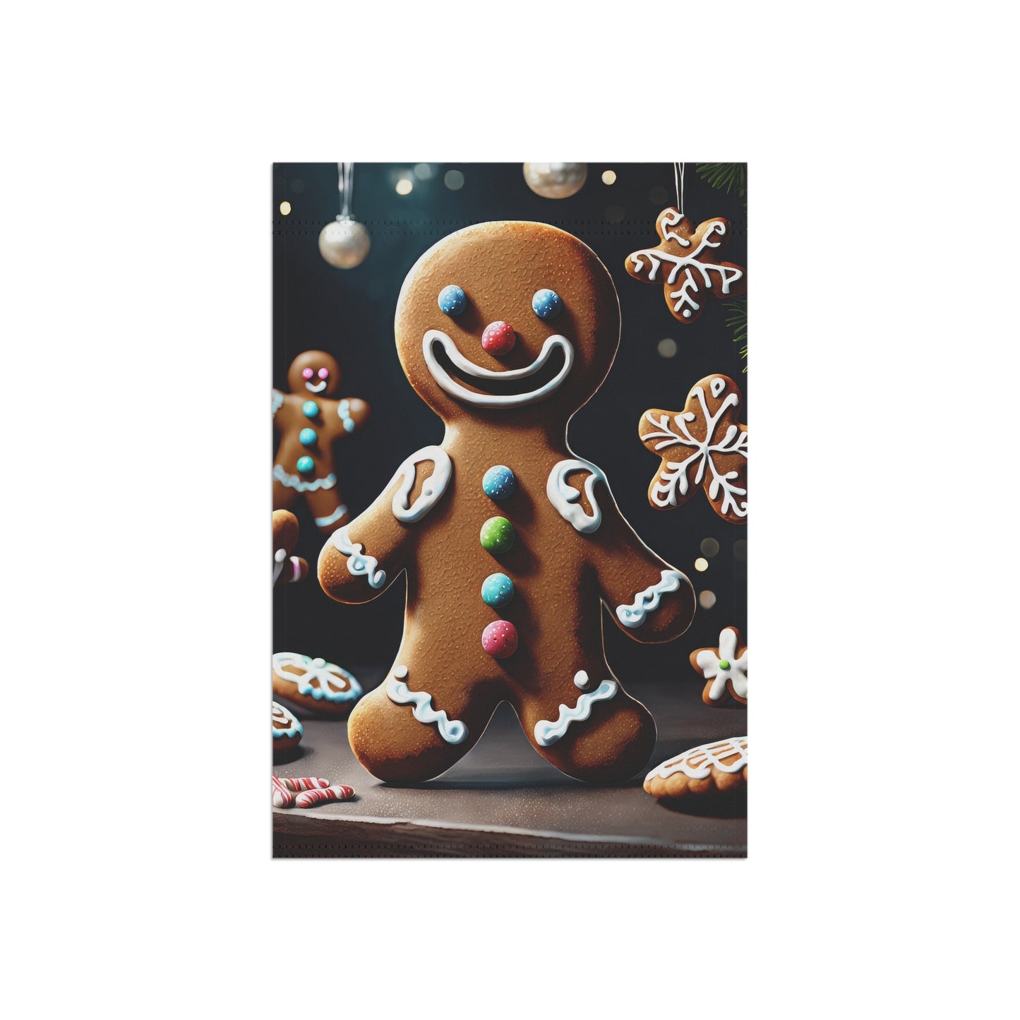 Cute Gingerbread Man Holiday Garden Flag/ House Banner