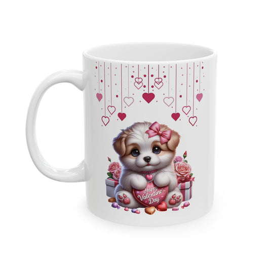 Adorable Puppy "Happy Valentine's Day" Coffee Mug
