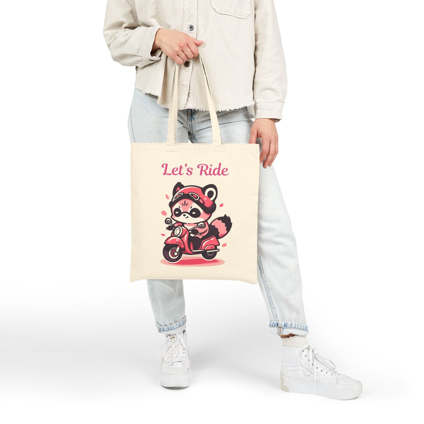 Adorable Raccoon Biker Reusable Tote Bag