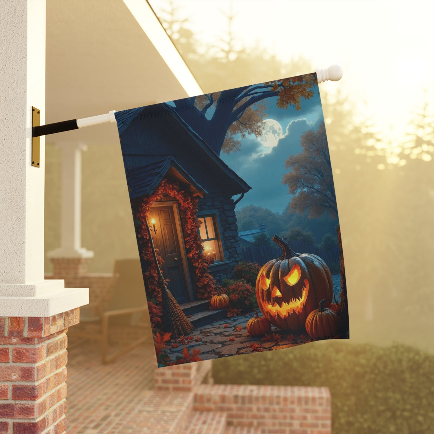 Rustic Halloween Pumpkin Garden Flag