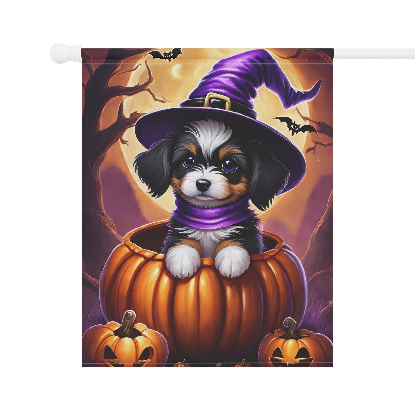 Cute Puppy Halloween Garden Flag/ House Banner
