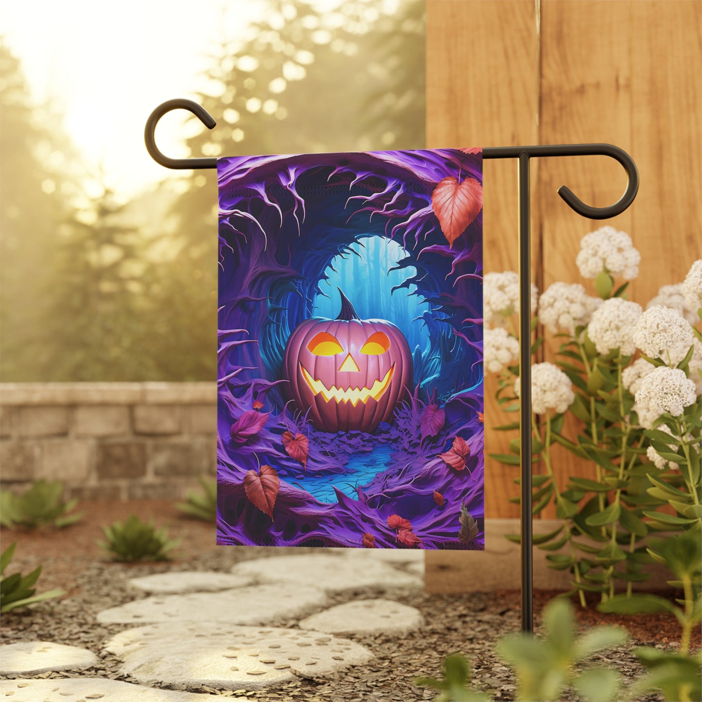 Spooky Jack-o'-Lantern Forest Garden Flag