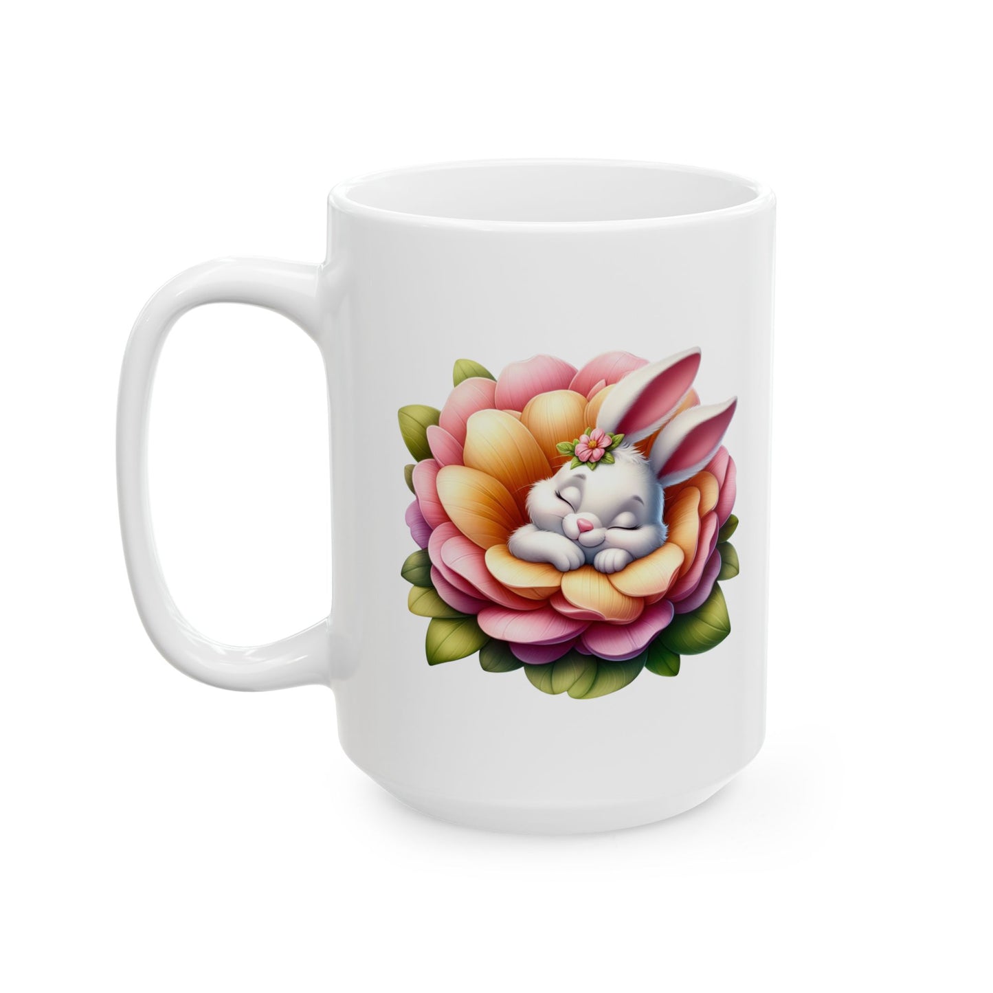 Peaceful Baby Bunny Flower Mug