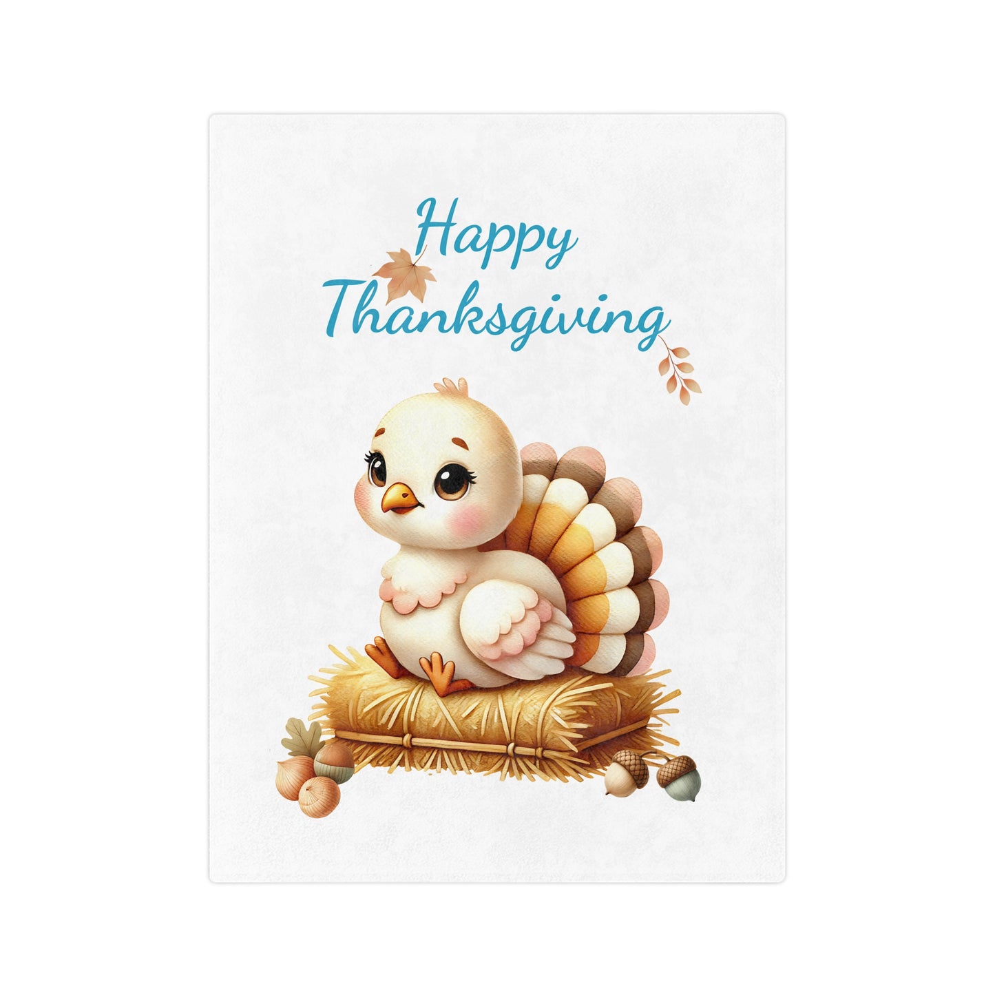Happy Thanksgiving Cute Turkey Lightweight Velveteen Blanket