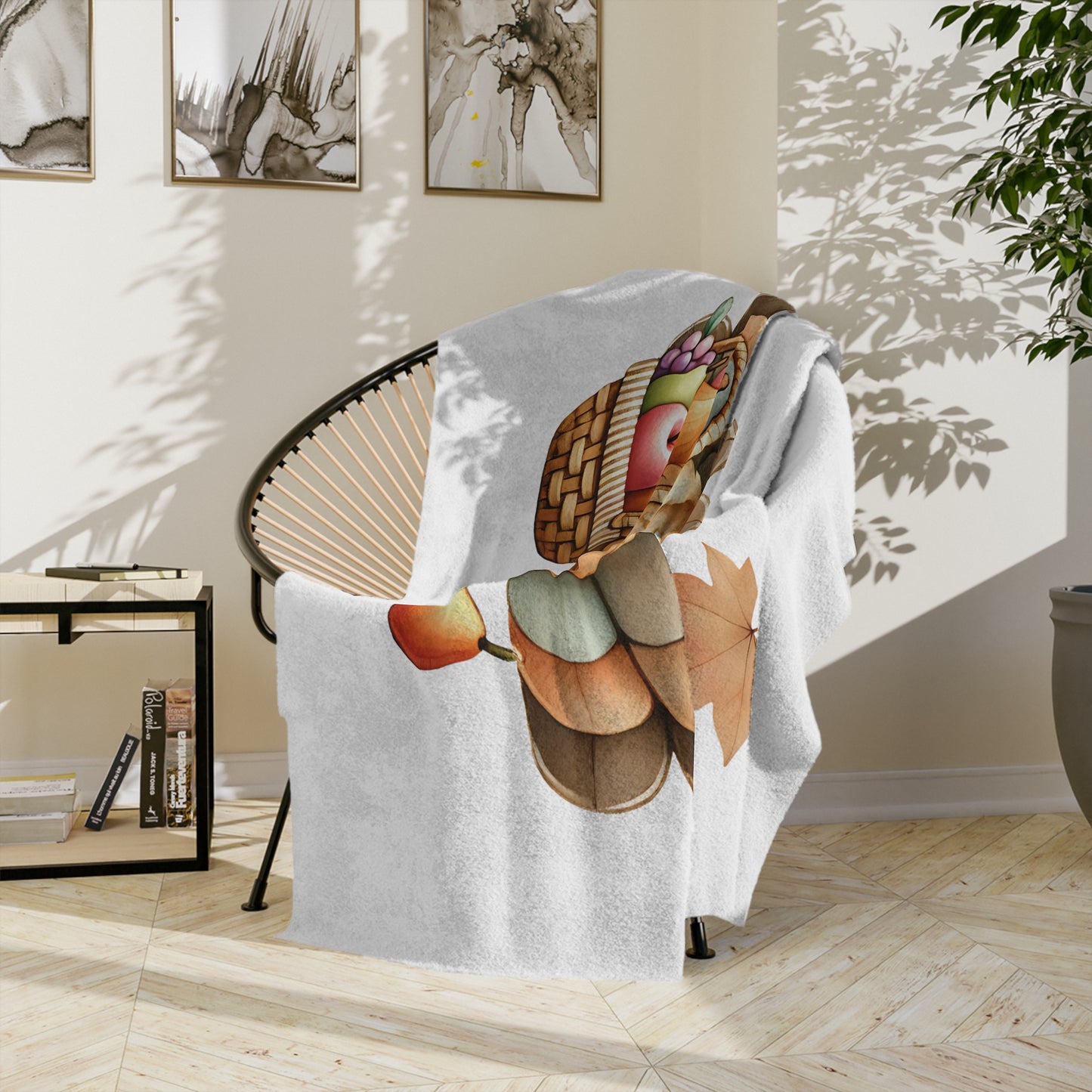Adorable Happy Thanksgiving Turkey Plush Blanket