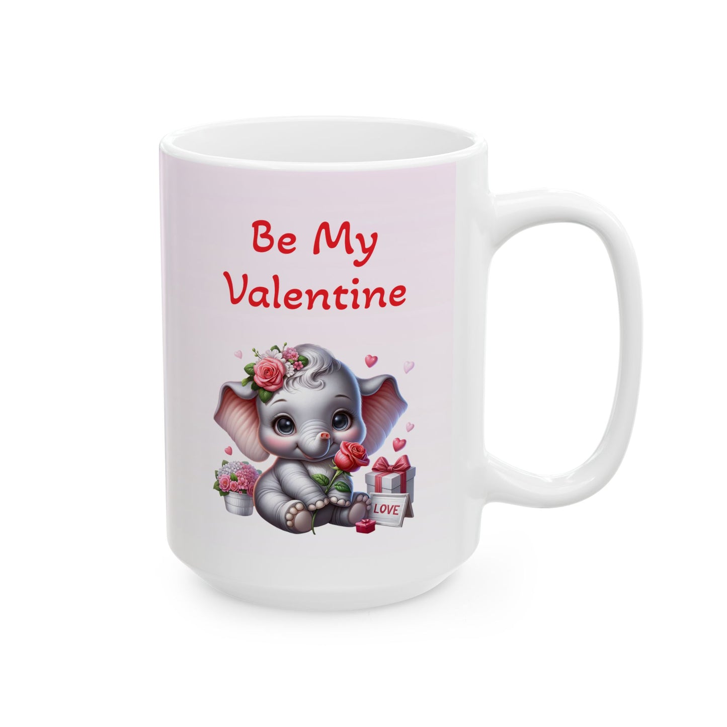 Adorable Elephant "Be My Valentine" Coffee Mug