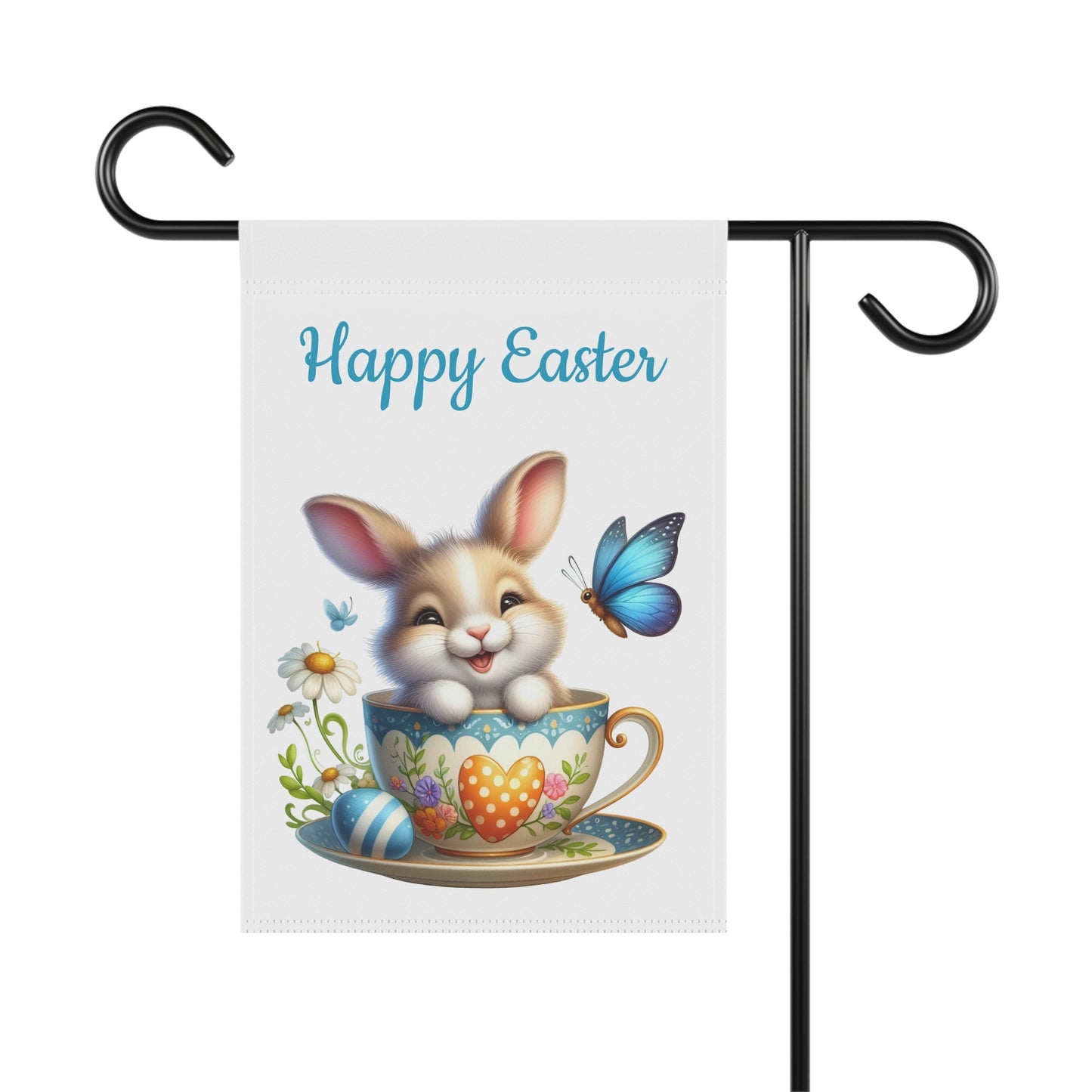 Adorable Easter Bunny in Teacup Garden Flag